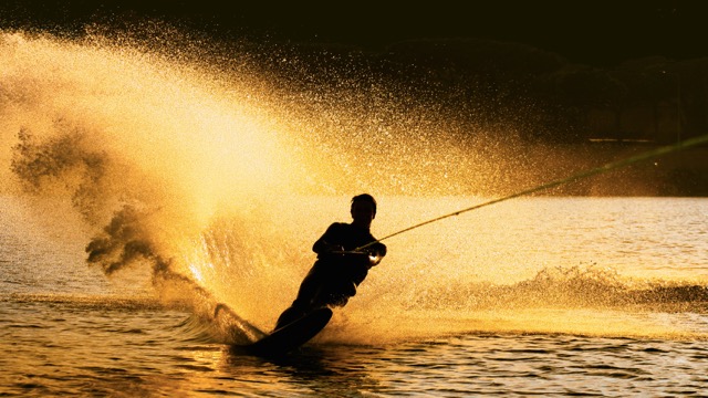water ski in hilton head at sunset