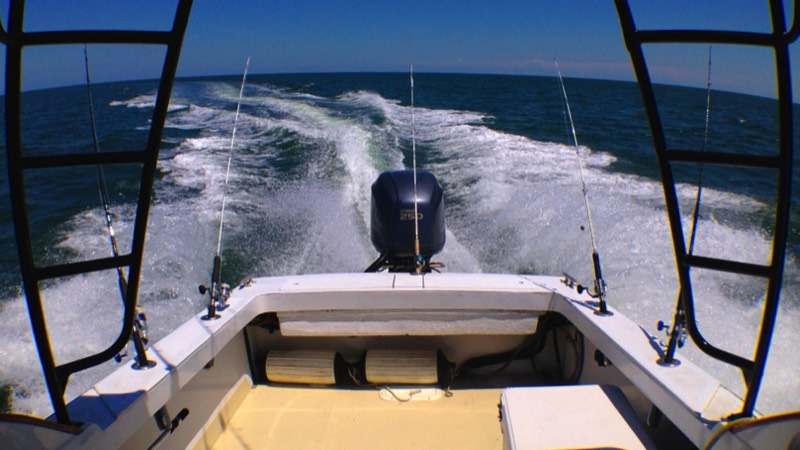 Hilton Head trolling for fish behind boat on charter