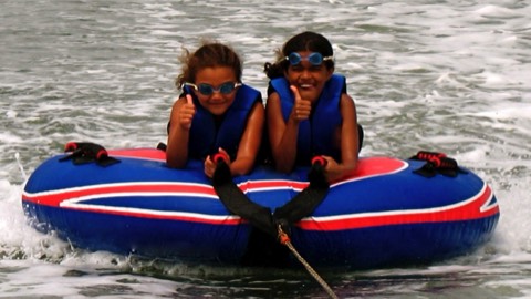 Kids tubing and having fun