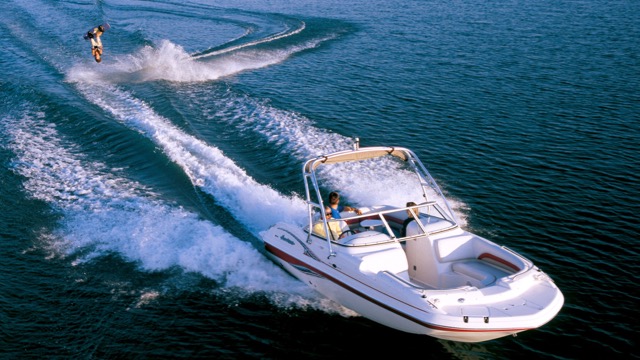 watersports combo boat pulling wake boarder in hilton head