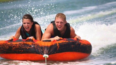 tubing in hilton head two people having fun